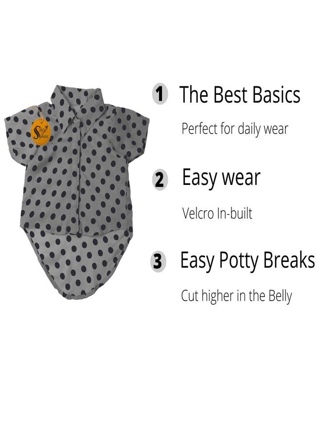 Sage Square Dog Shirt Polka - Stylish Grey & White Polka Dot Casual Shirt for Dogs, Polka Dot Dog Shirt in Grey, Premium Cotton Polka Dot Pet Shirt (Grey 30 Inch) - Image 5